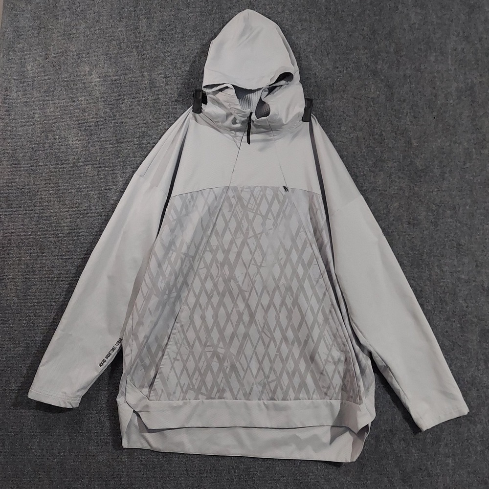 Adidas Basketball League Jacket Mens Large Gray Hooded Anorak Geometric